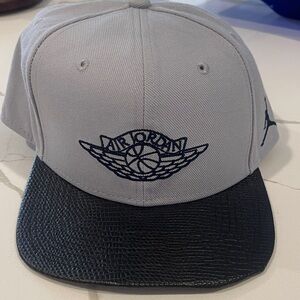 Jordan Gray Snapback Hat with Black Textured Brim